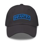 dark grey infantry tab design dad hat