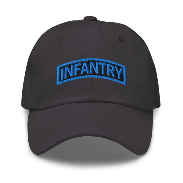 classic-dad-hat-dark-grey-front-69d9d36e53ff0.jpg dark grey infantry tab design dad hat