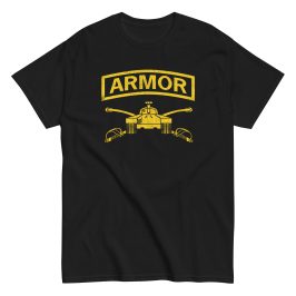 us army armor t-shirt with armor insignia across front
