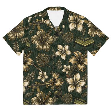 infantry weapons and hibiscus aloha shirt
